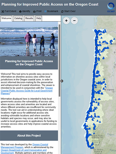 Screenshot from the Coastal Public Access viewer